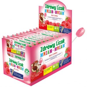 Здоровий льодяник “Mniam-Mniam” зі смаком малини (40 шт/уп) Zdrowy Lizak овал