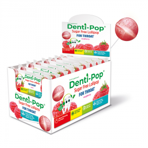 Здоровий льодяник ”Denti-Pop” зі смаком малини для горла (40 шт/уп) Denti-Pop