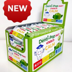Здоровий льодяник Denti-Pop "Smart Calm Fruit Pacifier" зі смаком яблука та м'яти (40 шт/уп)
